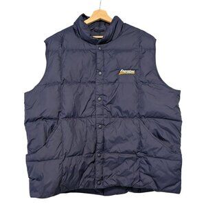 Mens XL Lands' End Energizer Goose Down Puffer Vest Blue Employee Quilted